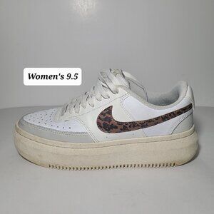 Nike Court Vision Alta DO2791-100 White/Gray/Leopard Women's Shoes Size 9.5